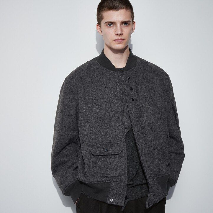 uniqlo heattech warm wattierte blouson-jacke für herren dunkelgrau