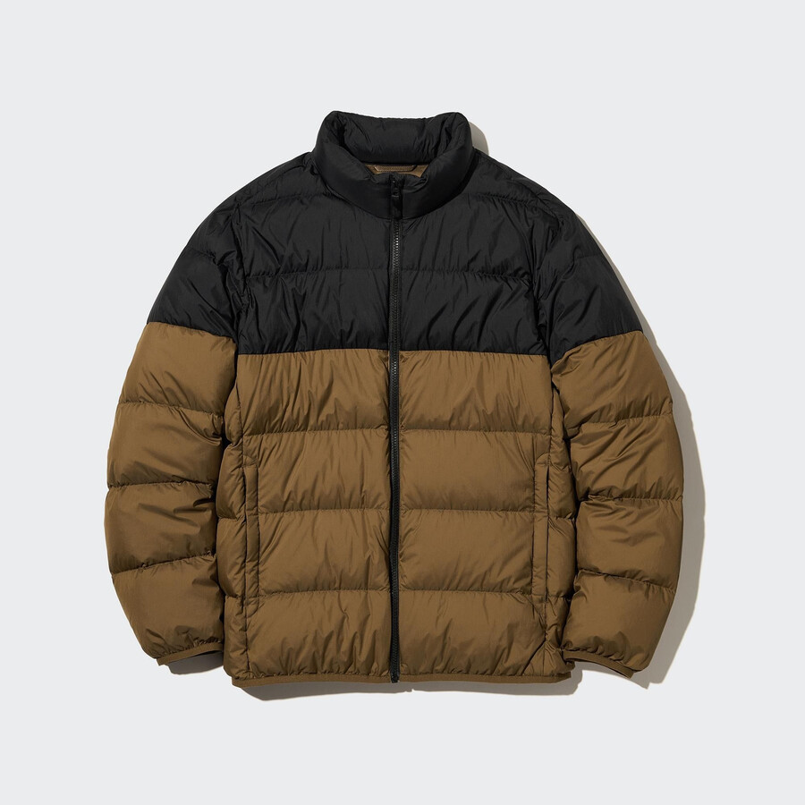 braune uniqlo ultra light daunenjacken für herren mit 3d-schnitt