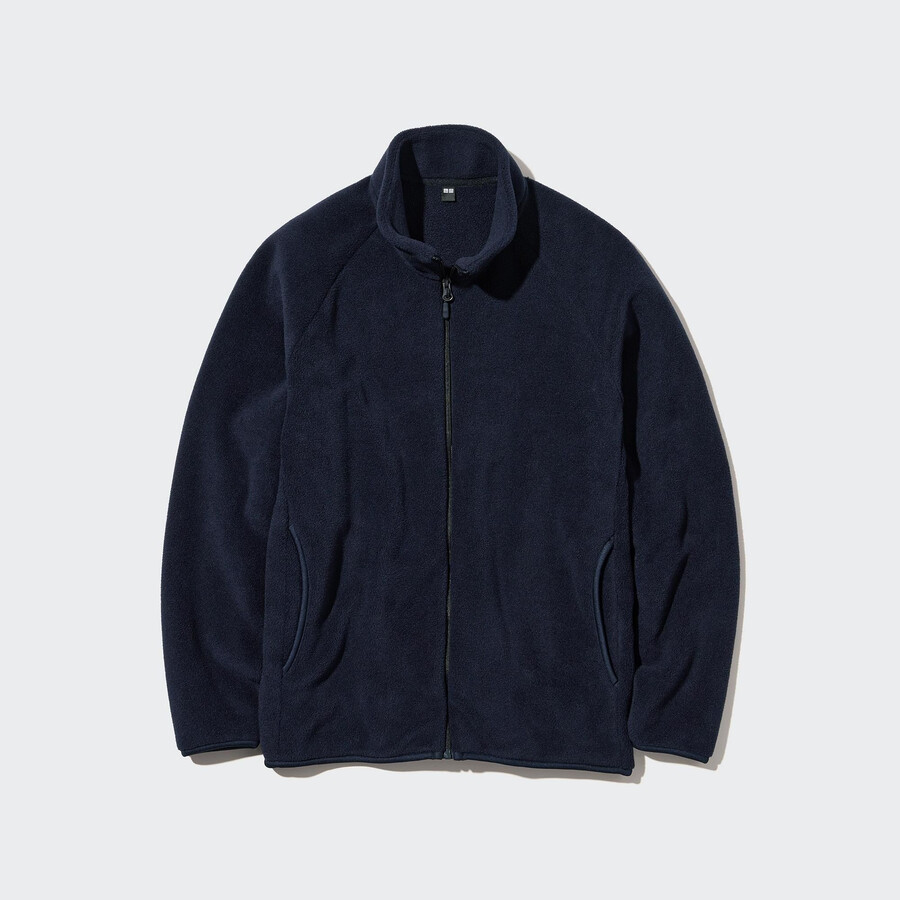 uniqlo fleecejacken für herren in marineblau mit reißverschluss