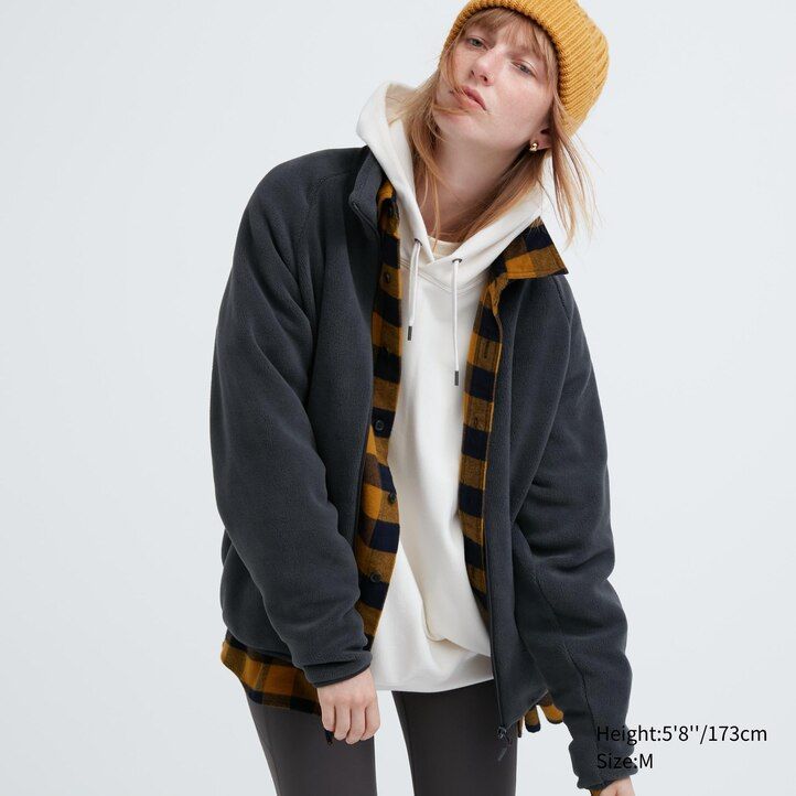 uniqlo fleecejacken für herren in marineblau mit reißverschluss