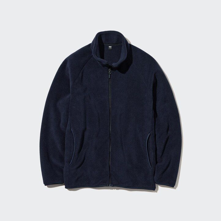 uniqlo fleecejacken für herren in marineblau mit reißverschluss