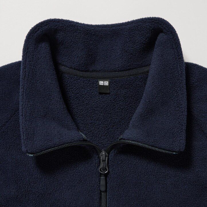 uniqlo fleecejacken für herren in marineblau mit reißverschluss