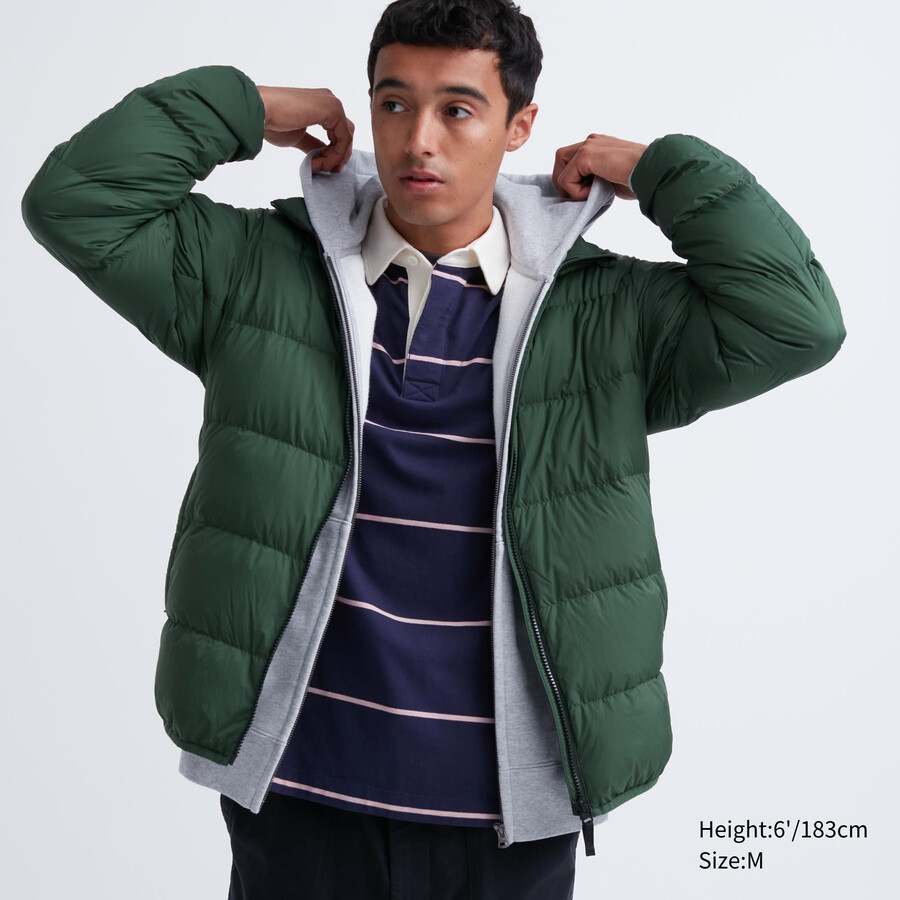 grüne uniqlo ultra light daunenjacke mit 3d-schnitt für herren