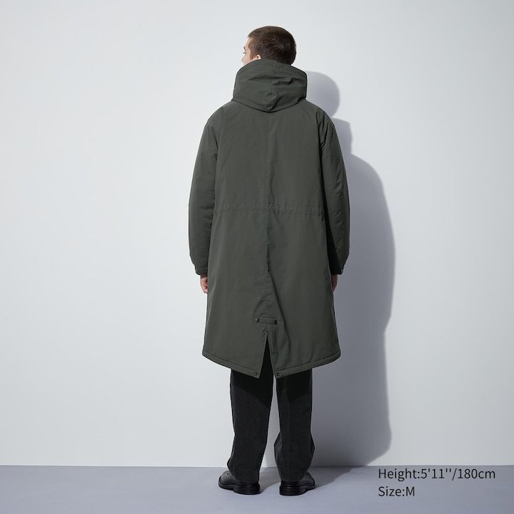 dunkelgraue uniqlo heattech warmwattierte herrenjacken
