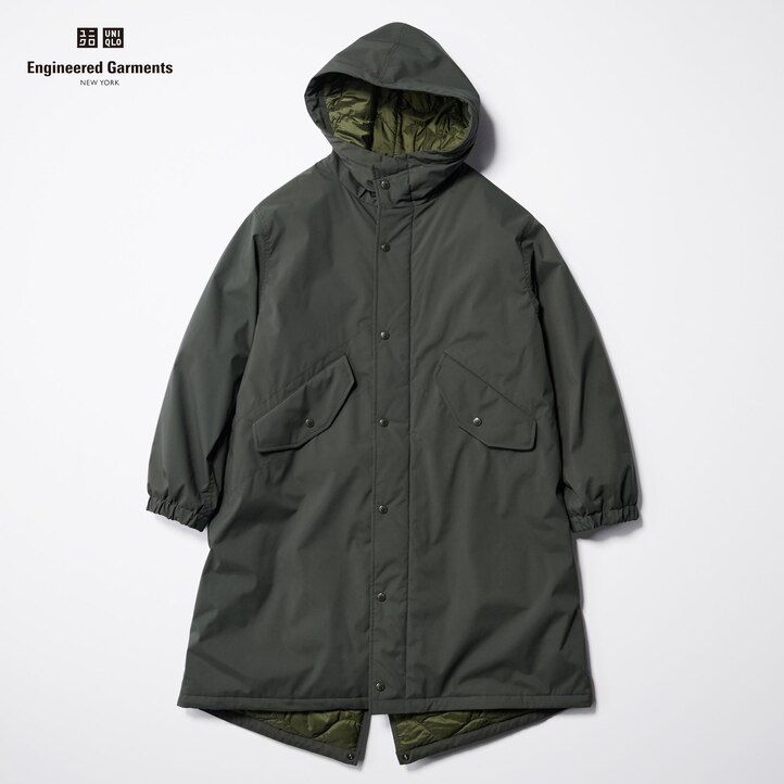 dunkelgraue uniqlo heattech warmwattierte herrenjacken