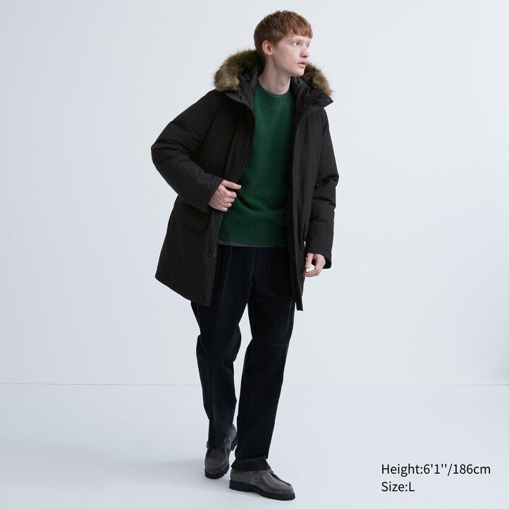 uniqlo ultra warm hybrid-daunenjacke für herren schwarz