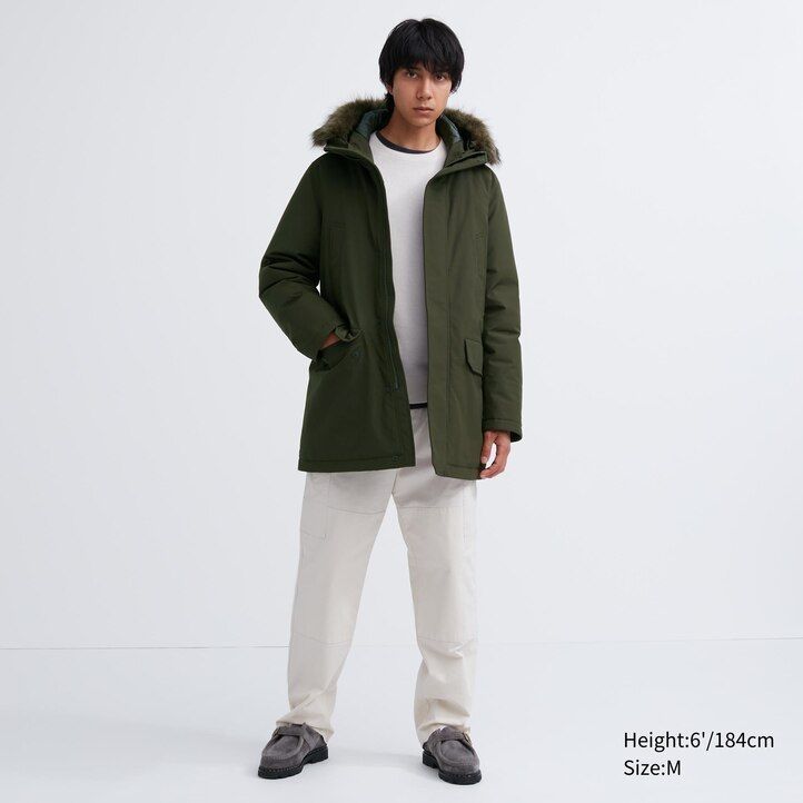 uniqlo ultra warm hybrid-daunenjacke für herren schwarz