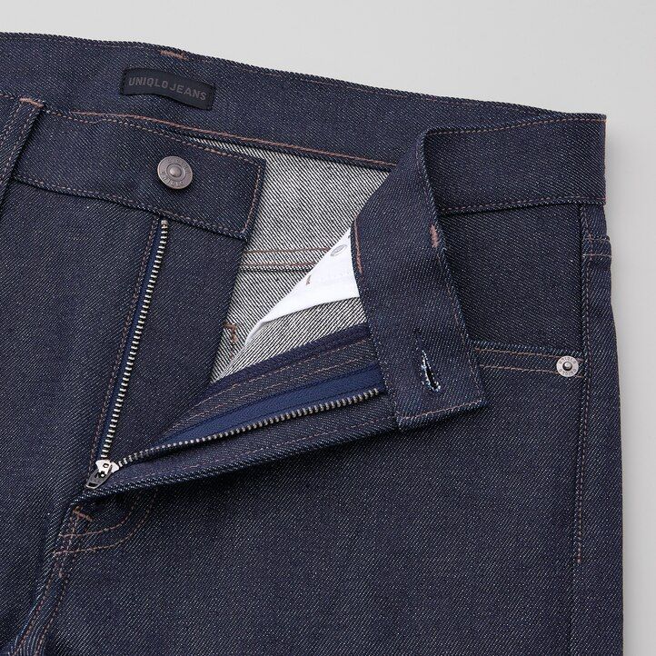 uniqlo selvedge stretch slim fit herrenjeans marineblau saison 2021