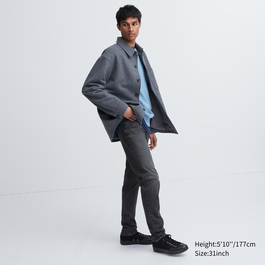graue uniqlo ultra stretch skinny fit herrenjeans