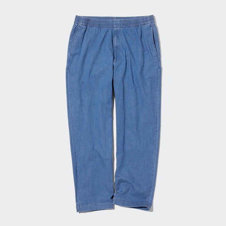 blaue uniqlo herrenjeans in relaxed fit knöchellang
