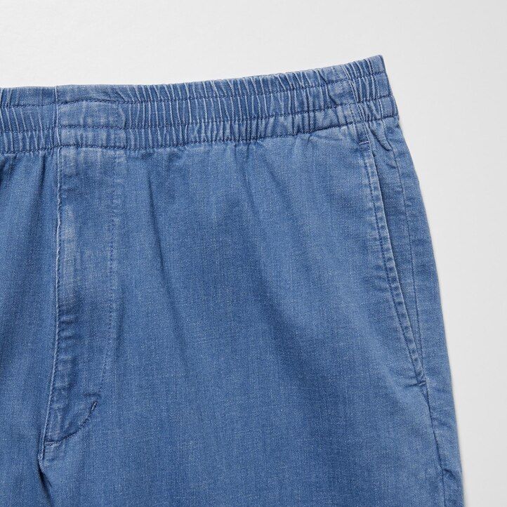 blaue uniqlo herrenjeans in relaxed fit knöchellang
