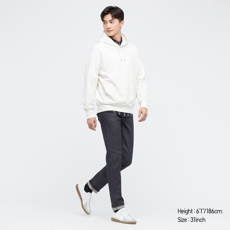 uniqlo herren-selvedge-stretch-jeans slim fit marineblau