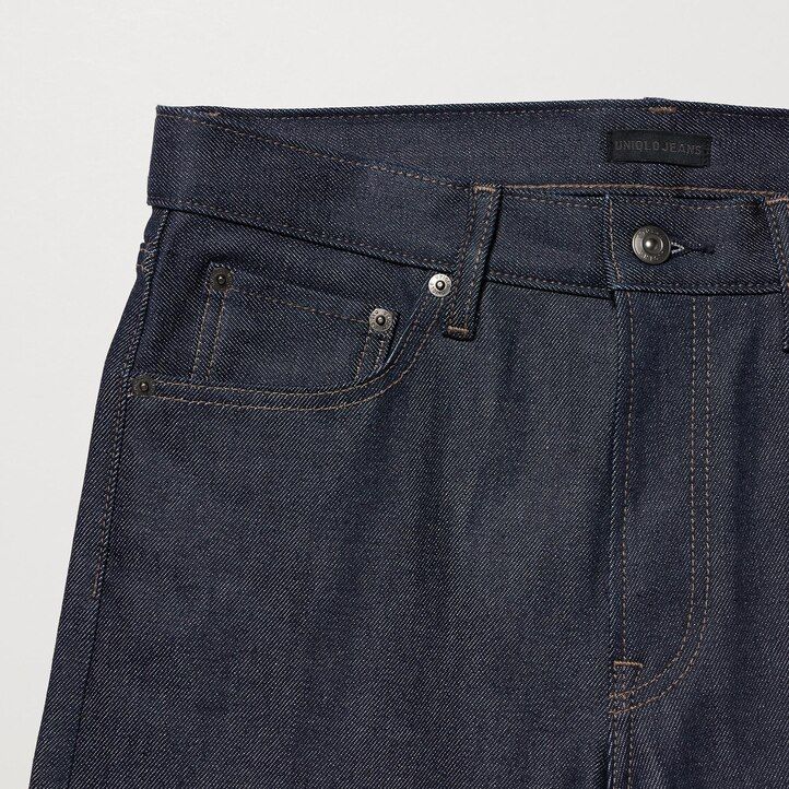 uniqlo herren-selvedge-stretch-jeans slim fit marineblau