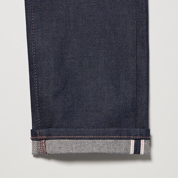 uniqlo herren-selvedge-stretch-jeans slim fit marineblau