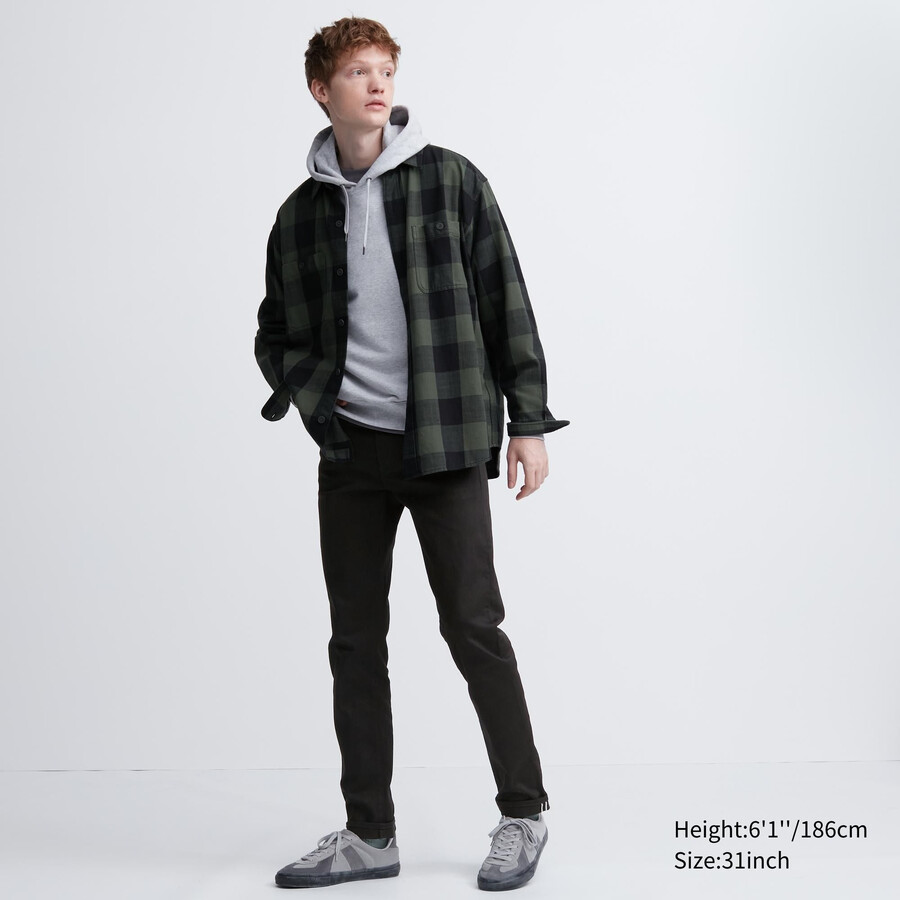 uniqlo herren-jeans mit selvedge-stretch und schmaler passform schwarz