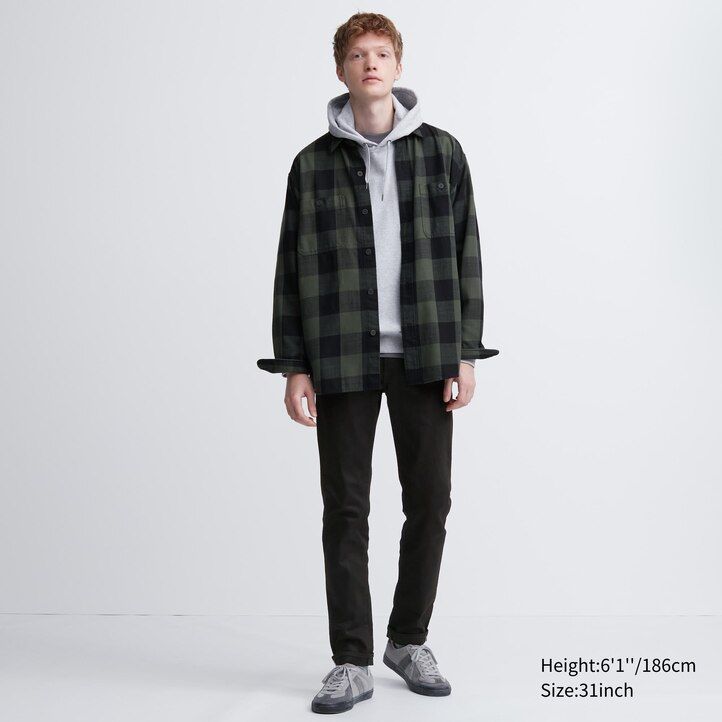 uniqlo herren-jeans mit selvedge-stretch und schmaler passform schwarz