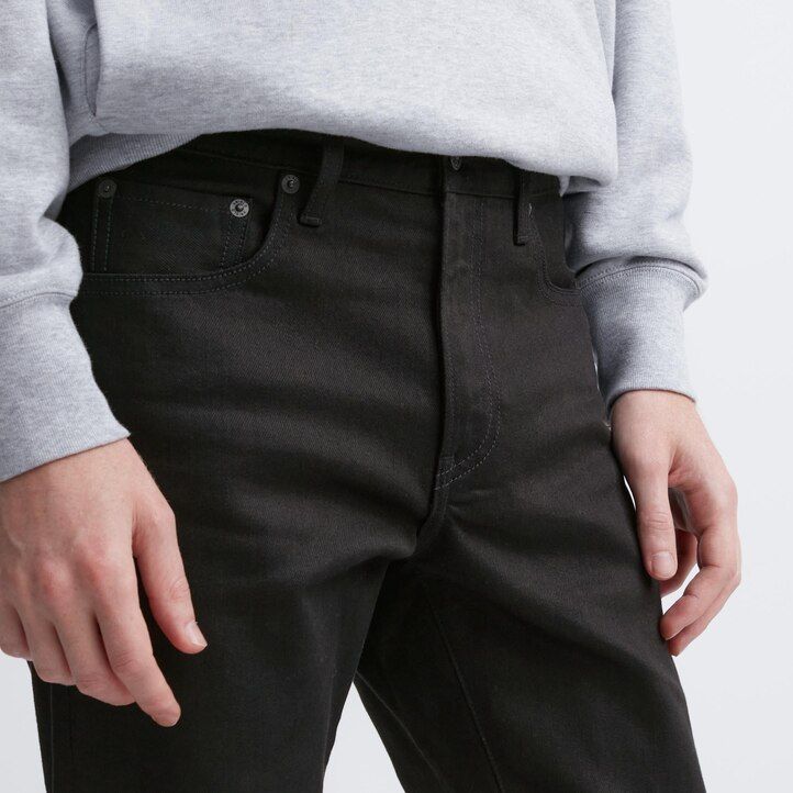 uniqlo herren-jeans mit selvedge-stretch und schmaler passform schwarz