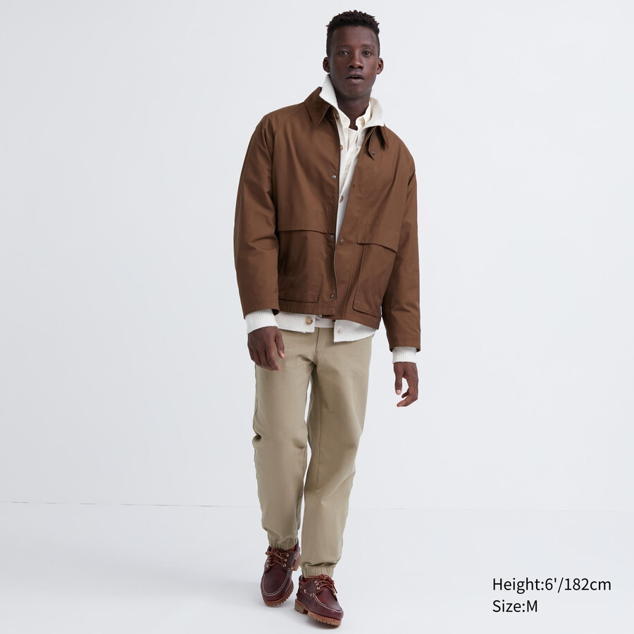 beige uniqlo jogginghose für herren gewaschenes jersey knöchellang