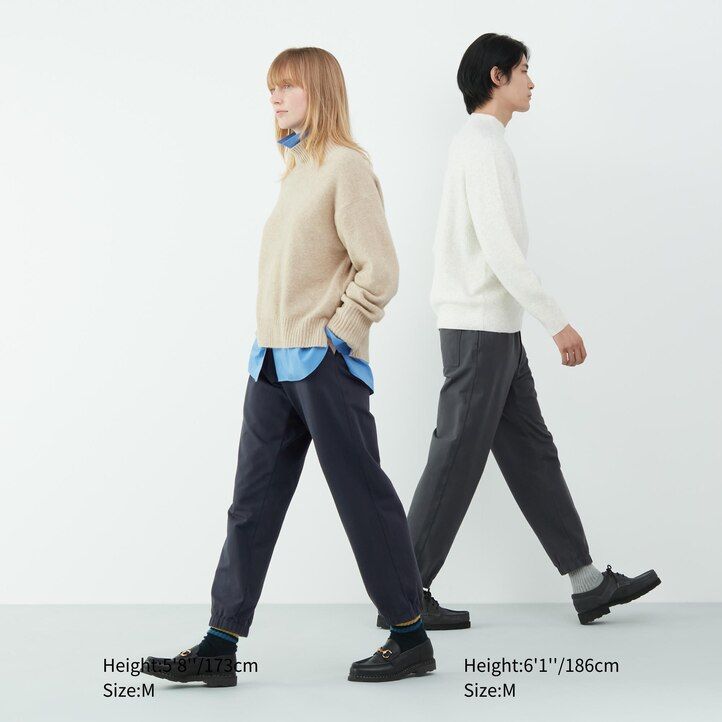 beige uniqlo jogginghose für herren gewaschenes jersey knöchellang