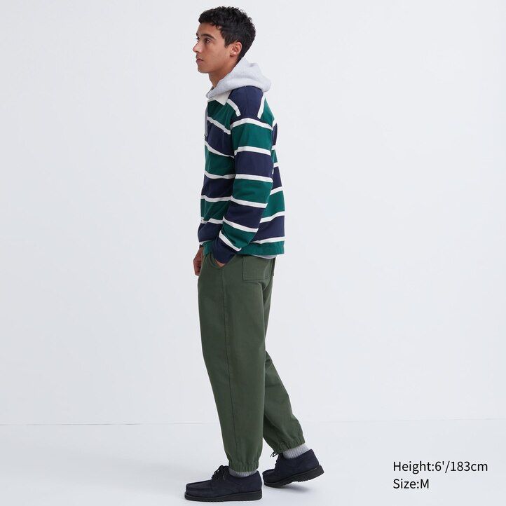 beige uniqlo jogginghose für herren gewaschenes jersey knöchellang