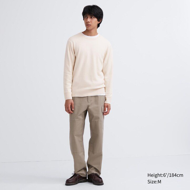 brauner uniqlo herrenpullover aus 100 merle mit rundhalsausschnitt