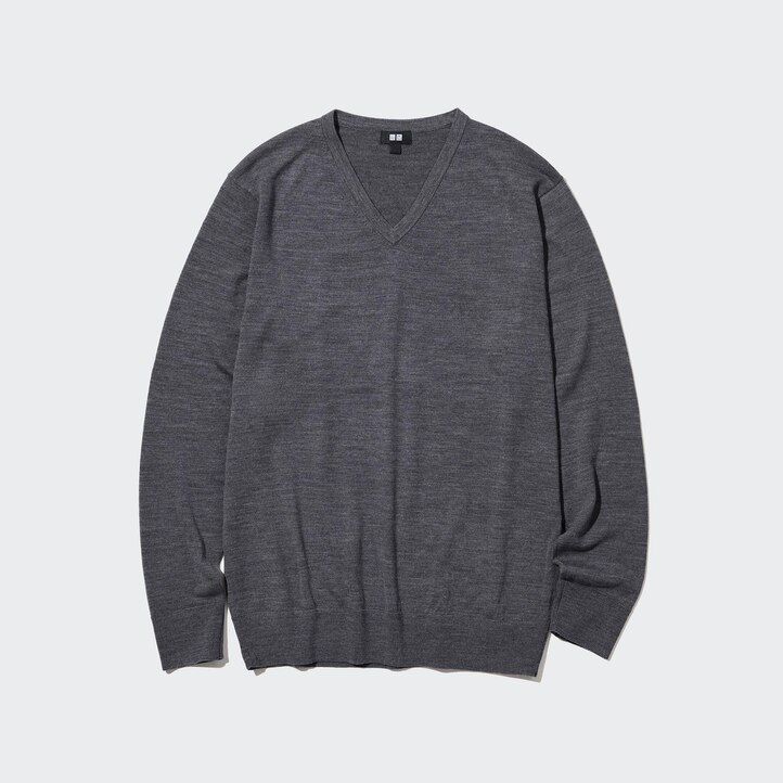uniqlo extra fine merino v-ausschnitt herrenpullover grün