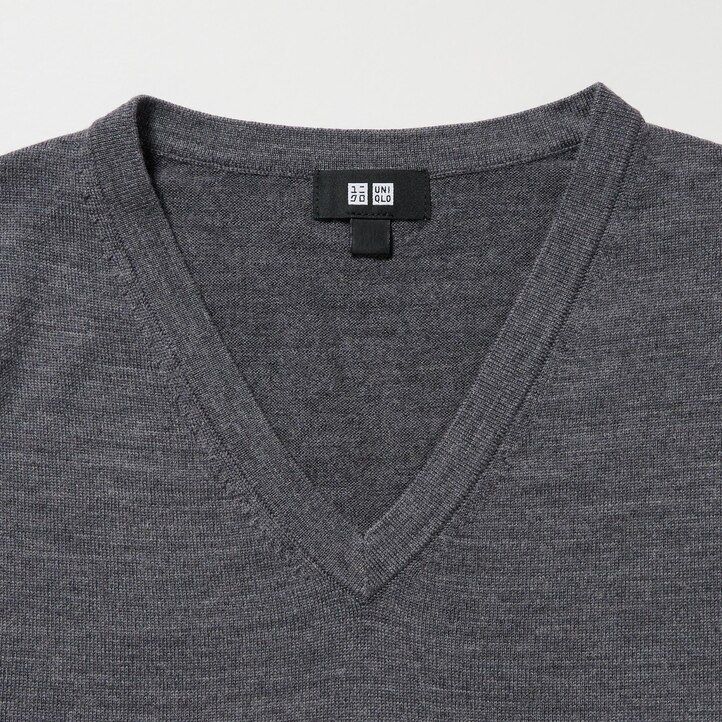 uniqlo extra fine merino v-ausschnitt herrenpullover grün