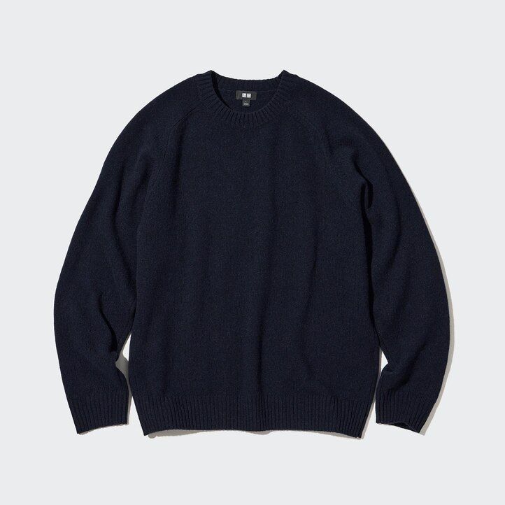 uniqlo herren-pullover aus premium-lammwolle mit rundhalsausschnitt weiß