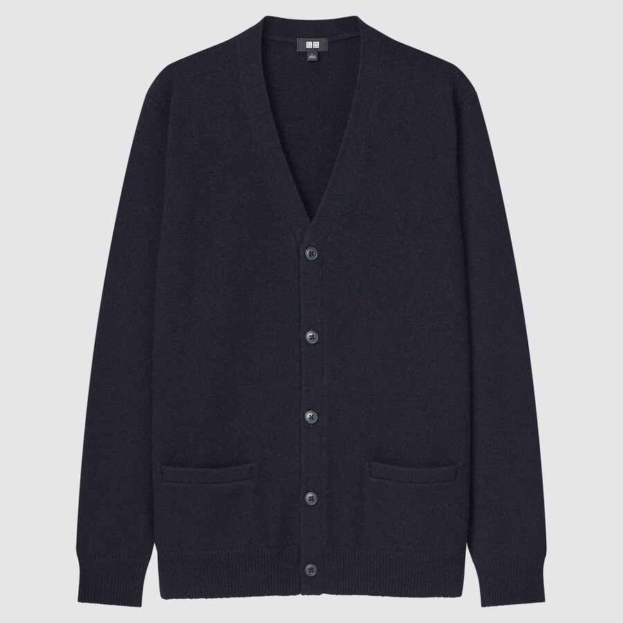 uniqlo premium lammwolle v-ausschnitt pullover für herren marineblau saison 2021