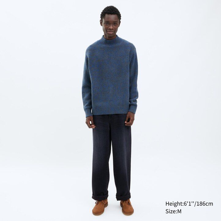 orangefarbener uniqlo souffle garn-rollkragenpullover für herren