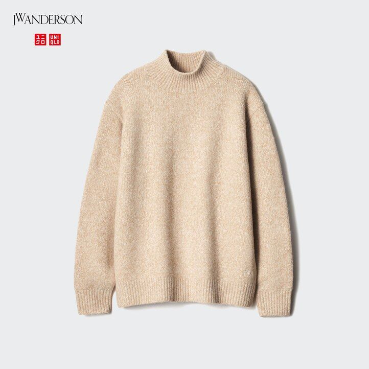orangefarbener uniqlo souffle garn-rollkragenpullover für herren