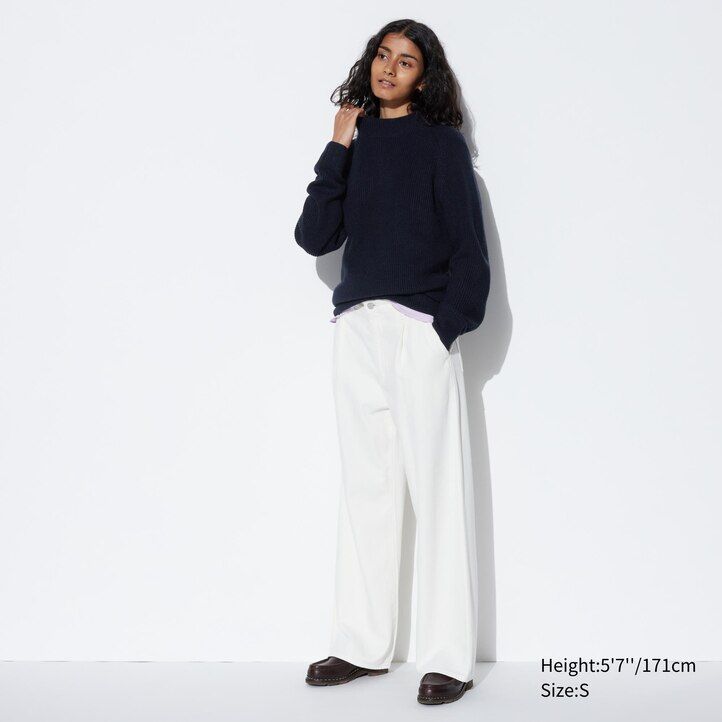uniqlo herrenpullover mit stehkragen mittelgrob gestrickt blau