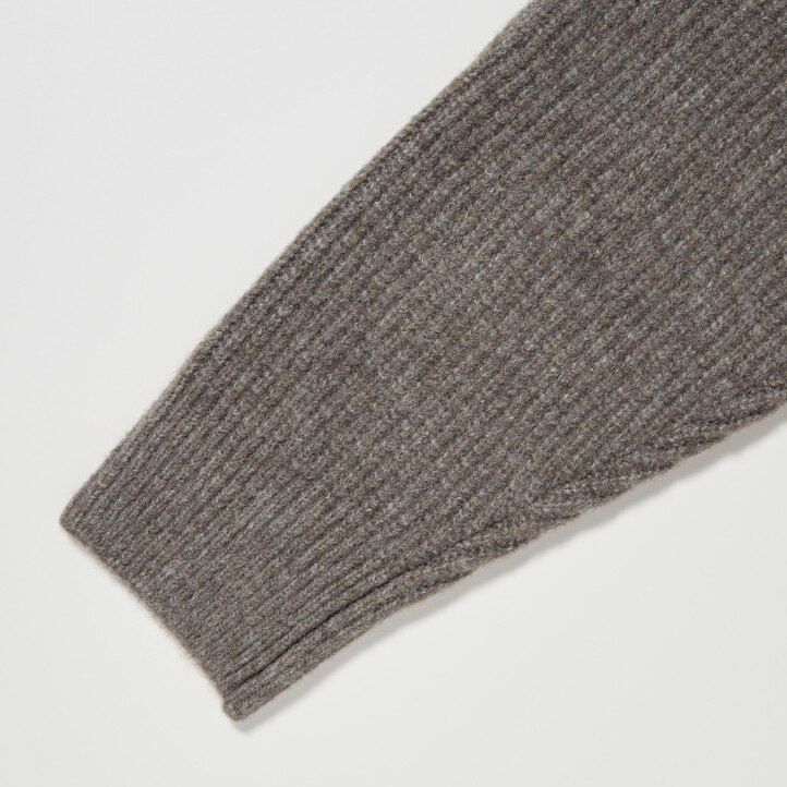 brauner uniqlo souffle-garn-pullover mit stehkragen für herren niedrige maschenweite