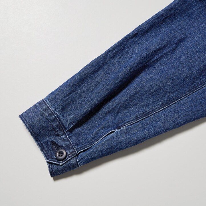 blaues uniqlo herren-overshirt aus baumwoll-leinen-mischgewebe