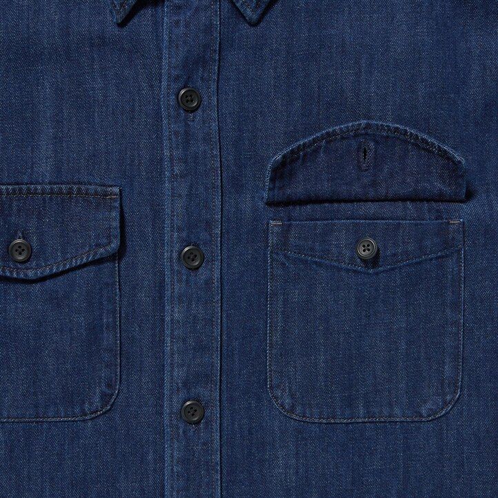 uniqlo denim oversized utility herren-overshirt blau