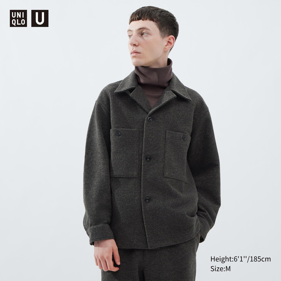 uniqlo fleece-jersey herren-overshirt grau