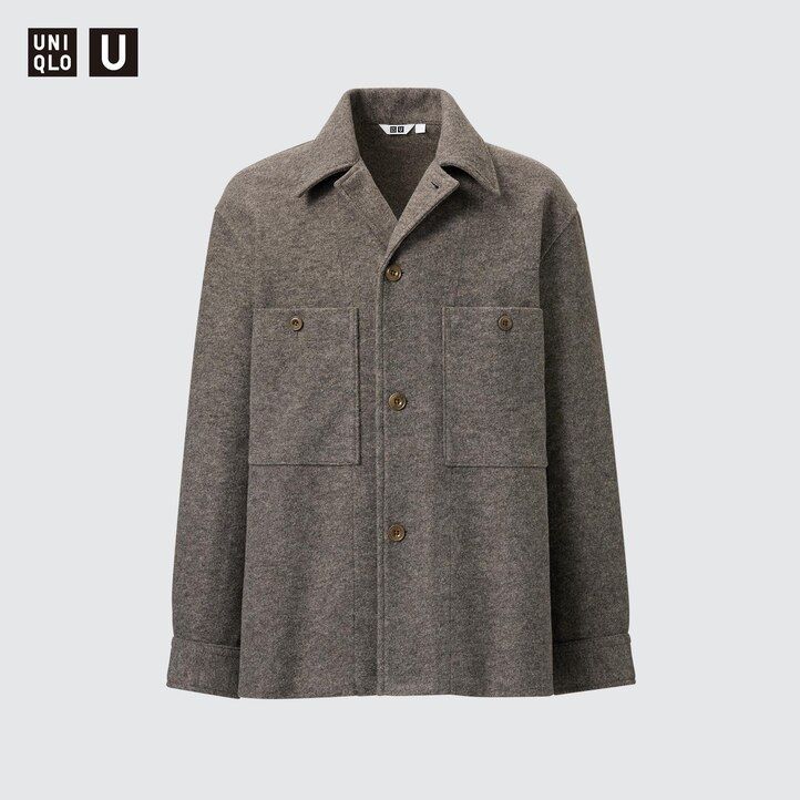 uniqlo fleece-jersey herren-overshirt grau