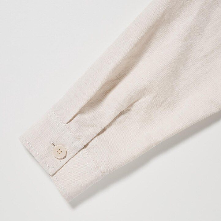 uniqlo herren-overshirt aus baumwoll-leinen-mischgewebe in olivgrün