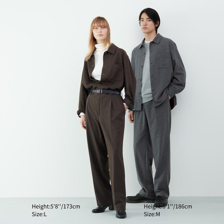 graues uniqlo herren-overshirt aus gebürstetem twill