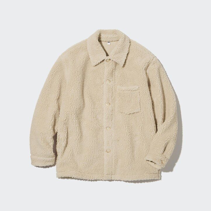 uniqlo winddichtes fleece-oberhemd für herren braun