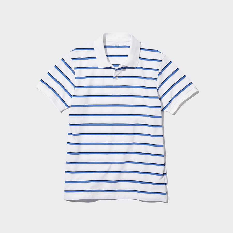 uniqlo dry piqué poloshirt für herren gestreift weiß