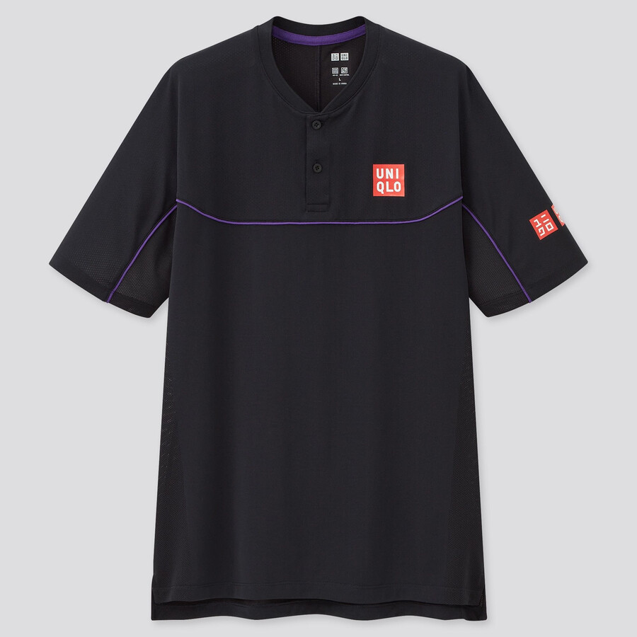 uniqlo herren-poloshirt roger federer dry ex us 2021 schwarz