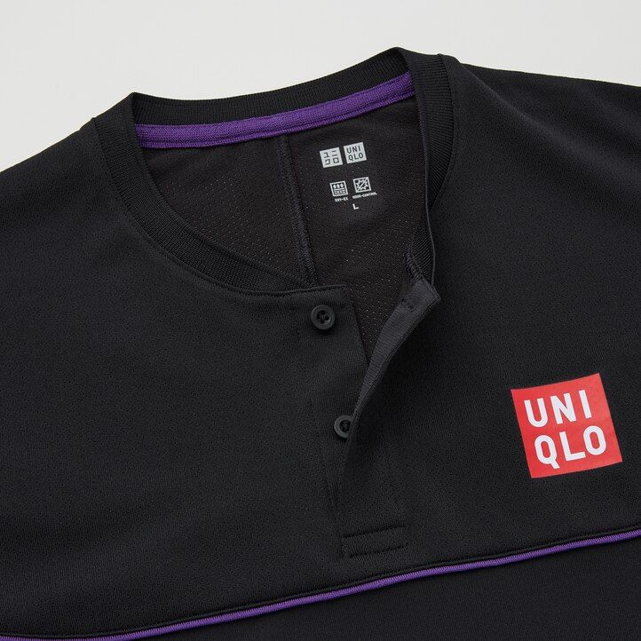 uniqlo herren-poloshirt roger federer dry ex us 2021 schwarz