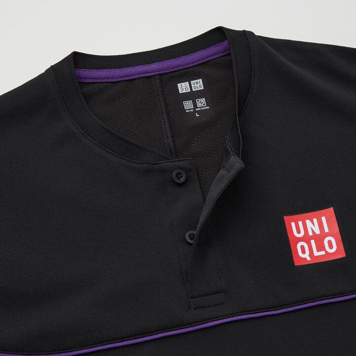 uniqlo herren-poloshirt roger federer dry ex us 2021 schwarz