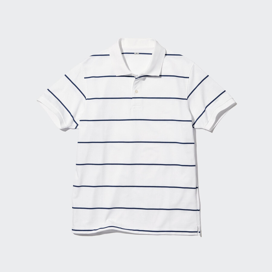 uniqlo dry piqué poloshirt für herren gestreift weiß