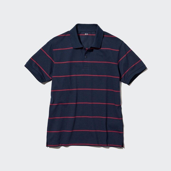 uniqlo dry piqué poloshirt für herren gestreift weiß