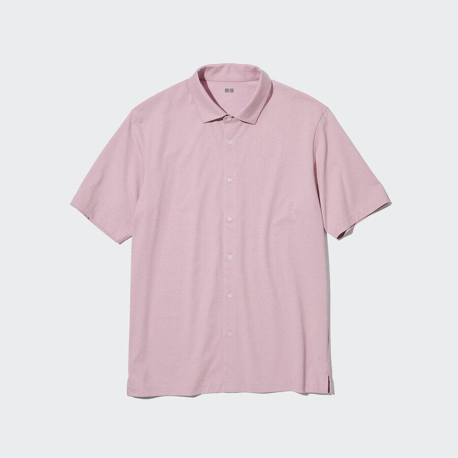 uniqlo airism poloshirt mit offenem kragen für herren rosa