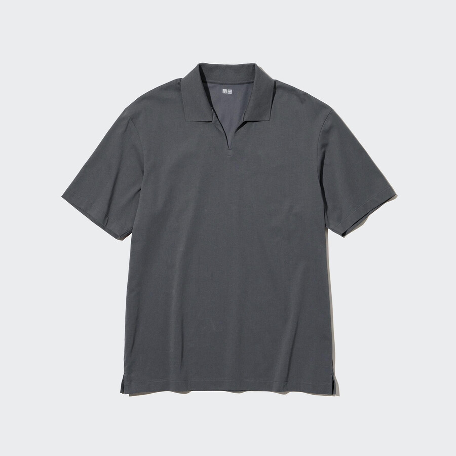 uniqlo airism herren-poloshirt mit skipperkragen grau