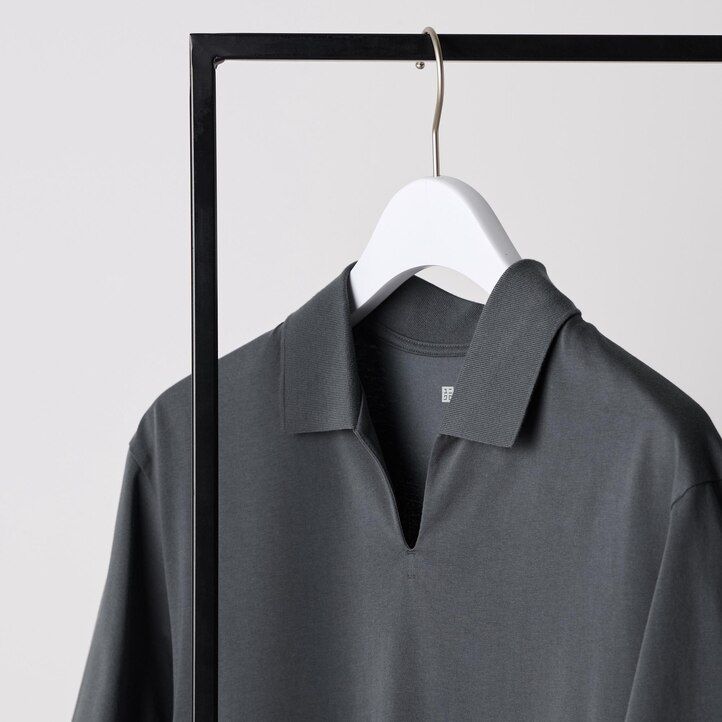 uniqlo airism herren-poloshirt mit skipperkragen grau