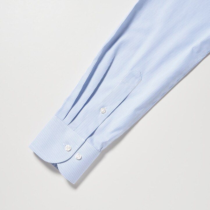 uniqlo herrenhemden bügelfrei reguläre passform gestreift mit halboffenem kragen blau
